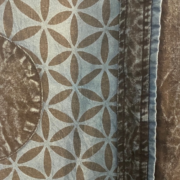 Women's Wide Leg Geometric Pattern Pants - Black And Blue S/M - Picture 6 of 8